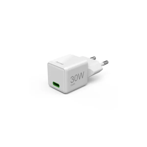 Cargador De Pared Hama Super Mini 1xusb-c Gan 30w Quick Charge Power Delivery Color Blanco