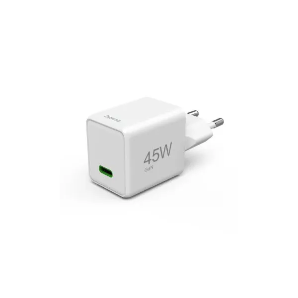 Hama 00201983 Cargador USB-C 45w Super GaN Rapida, Blanco modelo mini