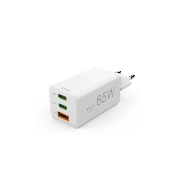 Cargador De Pared Hama Mini 2xusb-c 1xusb-a Gan 65w Quick Charge Power Delivery Color Blanco