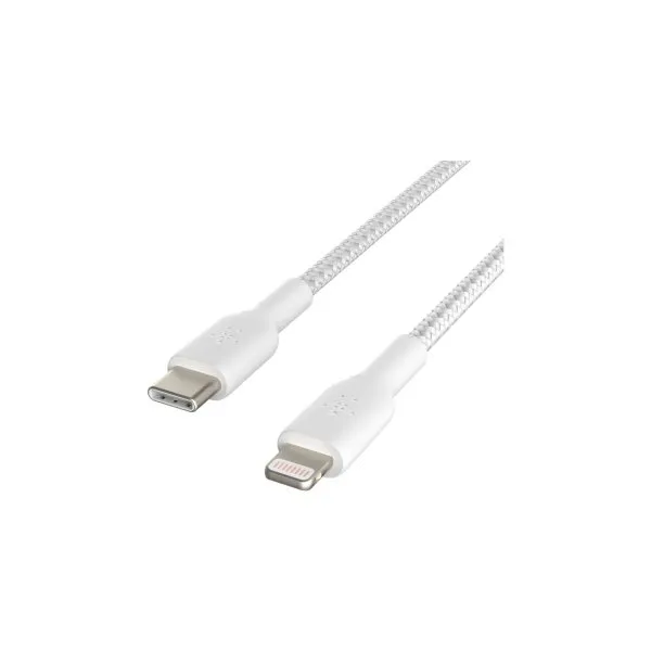 Belkin Boost Charge Cable Trenzado Carga Rápida USB-C a Lightning 2m Blanco