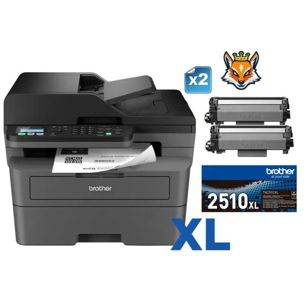 Brother MFC-L2827DWXL Multifunción LÁSER A4 B/N Wifi/FAX/Dúplex x2 TN-2510XL
