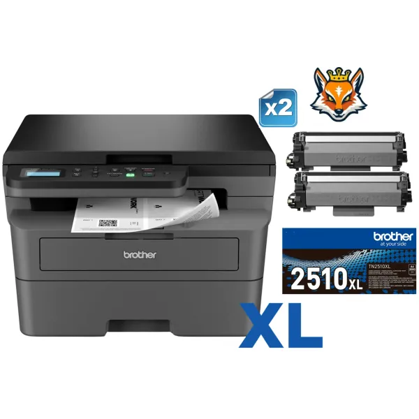 Brother DCP-L2627DWXL Multifunción LÁSER A4 B/N Wifi/Dúplex x2 TN-2510XL 32ppm