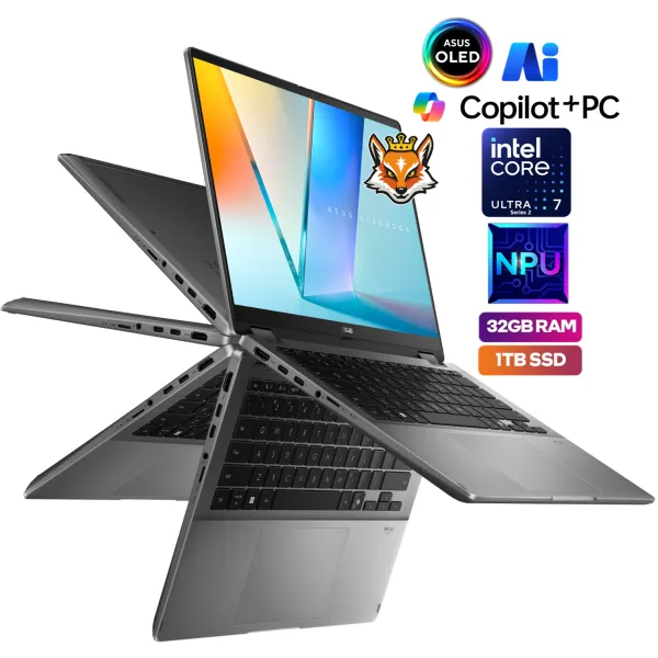 Portátil ASUS VivoBook OLED 14 Flip TP3407SA-QL064W Intel Core Ultra 7 258V/32GB/1TB SSD/14" Táctil