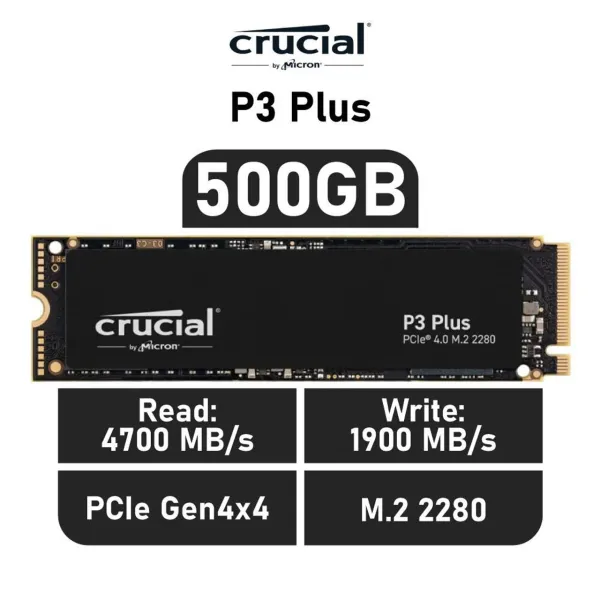 Crucial P3 Plus 500GB SSD M.2 3D NAND NVMe PCIe 4.0