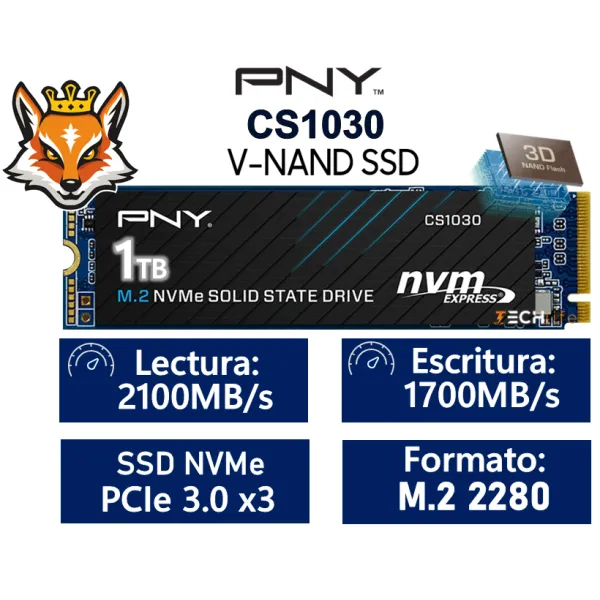 PNY CS1030 1TB SSD M.2 PCIe NVMe 3D NAND
