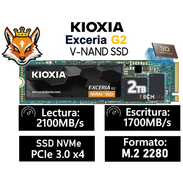 Kioxia Exceria G2 Unidad SSD 2TB NVMe M.2 2280