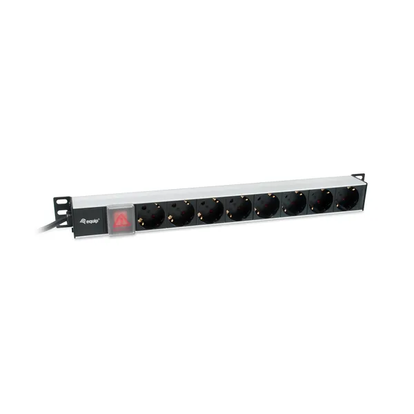 Equip 333308 unidad de distribución de energía (PDU) 8 salidas AC 1U Negro, Plata