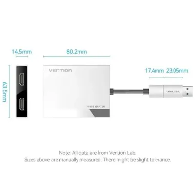 Conversor Vention ACXHB/ USB Tipo-C Macho/ USB Macho - 2x HDMI