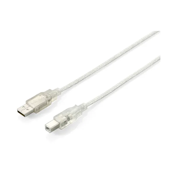 Equip 128651 cable USB USB 2.0 3 m USB A USB B Plata, Transparente