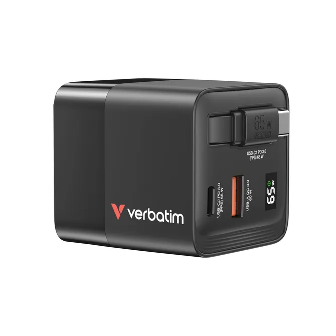 Verbatim GaN Charger 65W Universal Negro Corriente alterna