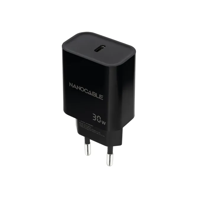 Cargador Pared 1xusb-c Pd 30w Negro Nanocable