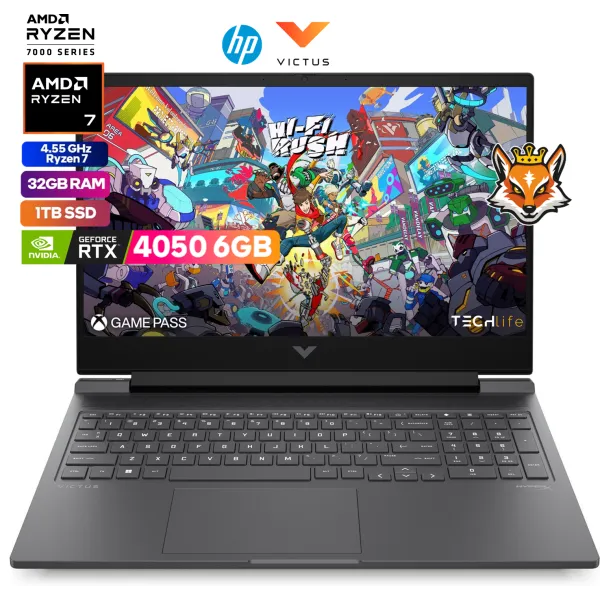 HP Victus Gaming 15-FB2010NS Edition AMD Ryzen 7-8845HS 32GB 1TB RTX 4050 6GB 15.6" 144Hz Negro FreeDOS