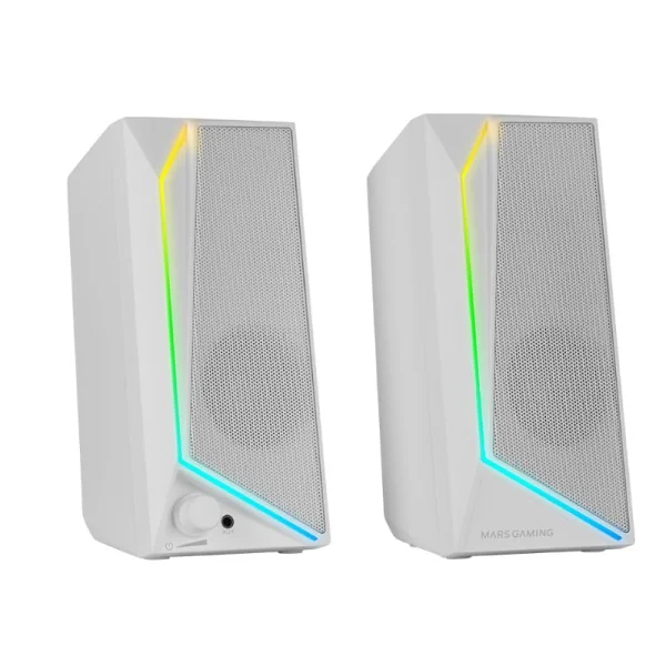 Mars Gaming MS72 Altavoces Gaming 15W RGB Flow 2 Drivers Activos Chipset DSP USB Jack 3.5mm Blanco 