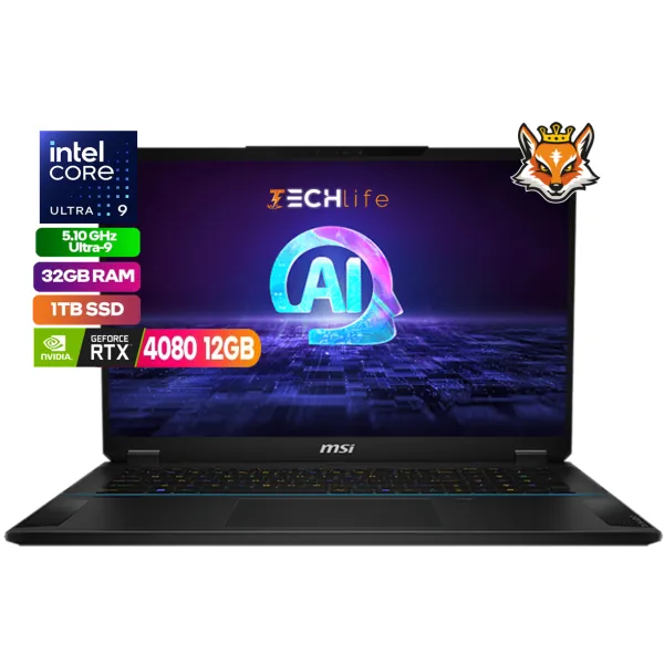 MSI Stealth 18 AI Studio A1VHG-029XES Intel Ultra 9-185H 32GB 1TB RTX 4080 12GB 18" FreeDOS
