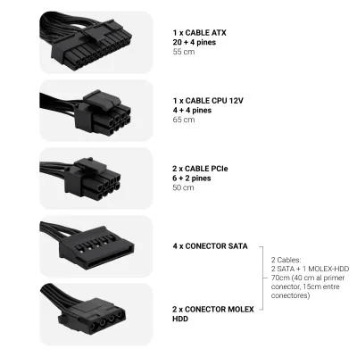 CoolBox Powerline III 650W Fuente de alimentación 20+4 pin CoolBox Powerline III 650W Fuente de alimentación 20+4 pin