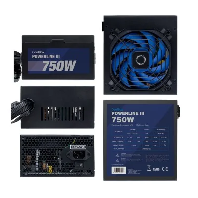 CoolBox Powerline III 750W Fuente de alimentación 20+4 pin CoolBox Powerline III 750W Fuente de alimentación 20+4 pin