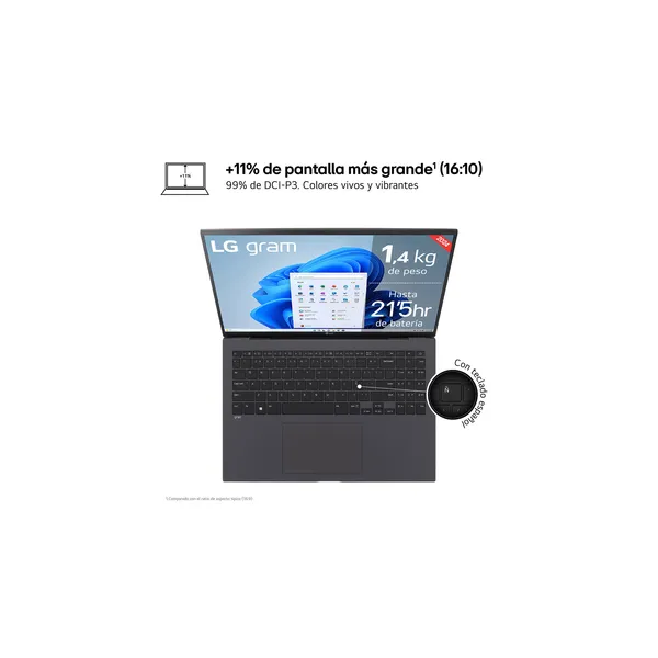 Portátil LG gram 17 17Z90S Intel Evo Core Ultra 7 155H/16GB/1TB SSD/17"