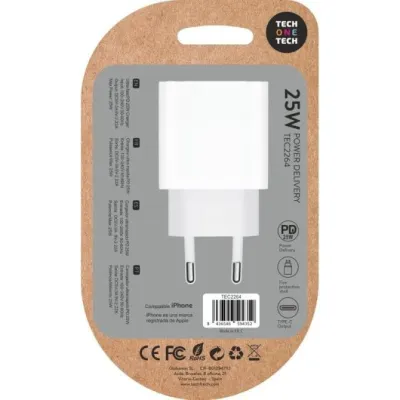 Cargador de Pared Tech One Tech TEC2264/ 1xUSB Tipo-C/ 3A/ Cargador de Pared Tech One Tech TEC2264/ 1xUSB Tipo-C/ 3A/