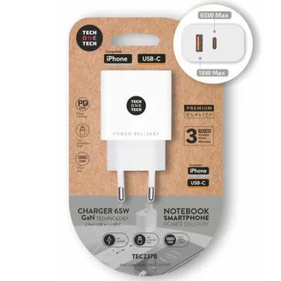 Cargador Gan de Pared Tech One Tech GaN TEC2270/ 1xUSB Tipo-C/ Cargador Gan de Pared Tech One Tech GaN TEC2270/ 1xUSB Tipo-C/