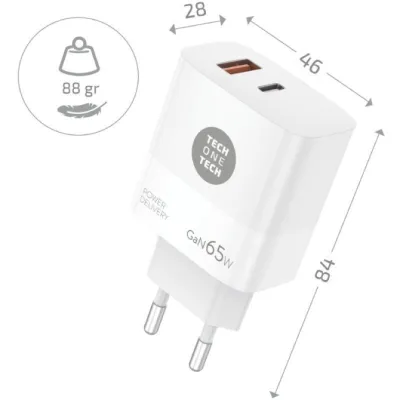 Cargador Gan de Pared Tech One Tech GaN TEC2270/ 1xUSB Tipo-C/ Cargador Gan de Pared Tech One Tech GaN TEC2270/ 1xUSB Tipo-C/