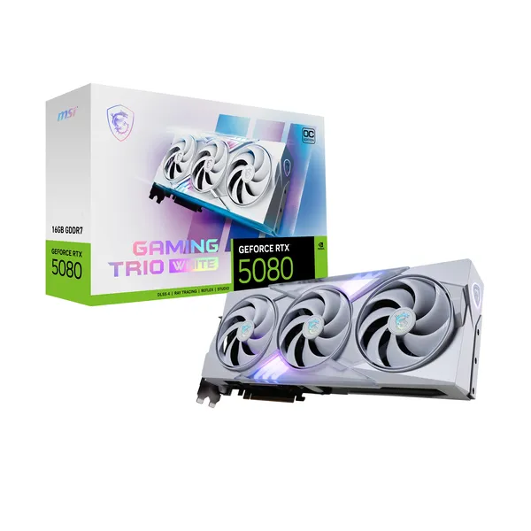 MSI GAMING GEFORCE RTX 5080 16G TRIO OC WHITE tarjeta gráfica NVIDIA 16 GB GDDR7