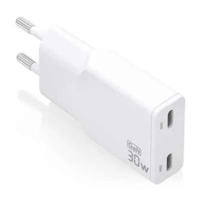 AISENS ASCH-30W2P048-W Cargador GaN Doble x2 USB-C 30W Blanco