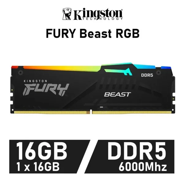 Memoria RAM Kingston FURY Beast DDR5 RGB 6000MHz 16GB CL36 AMD EXPO