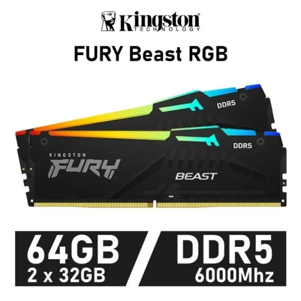 Kingston FURY Beast RGB DDR5 6000MHz 64GB 2x32GB CL36