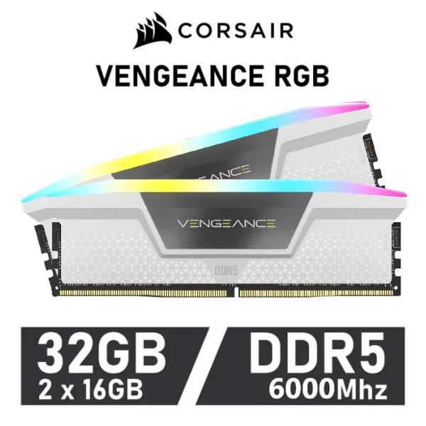 Corsair Vengeance RGB DDR5 6000MHz PC5-48000 32GB 2x16GB CL36 Blanca