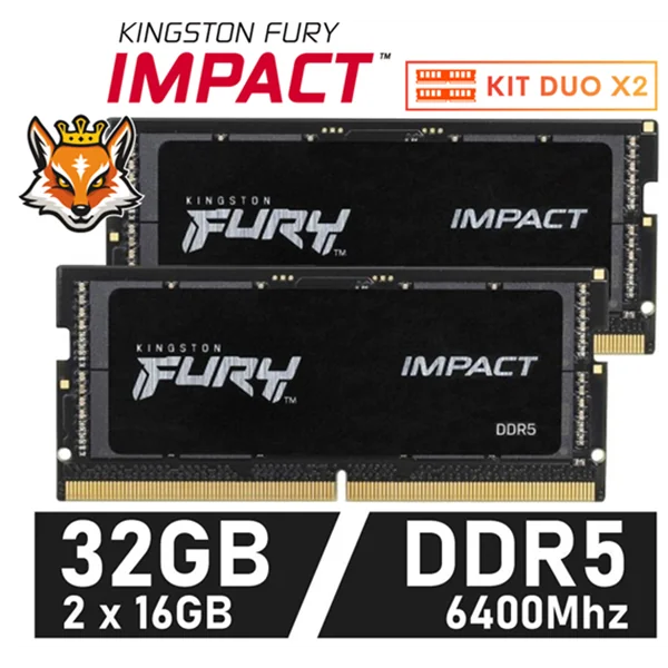 Kingston FURY Impact SO-DIMM DDR5 6400MHz 32 GB 2x16GB CL38