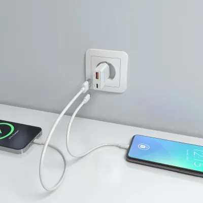 AISENS ASCH-30W2P046-W Cargador GaN Doble x2 USB-C + USB-A 30W AISENS ASCH-30W2P046-W Cargador GaN Doble x2 USB-C + USB-A 30W