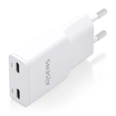 AISENS ASCH-30W2P048-W Cargador GaN Doble x2 USB-C 30W Blanco