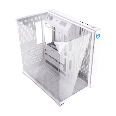 Hiditec SKY Caja Gaming Blanca Visión panorámica 3D de cristal Hiditec SKY Caja Gaming Blanca Visión panorámica 3D de cristal