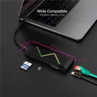Nanocable Hub 8 en 1 USB-C a USB/USB-C/HDMI/RJ45/Lector