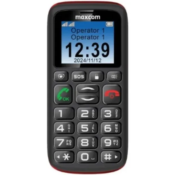MaxCom MM428 4,57 cm (1.8") 78 g Negro, Rojo Teléfono para personas mayores