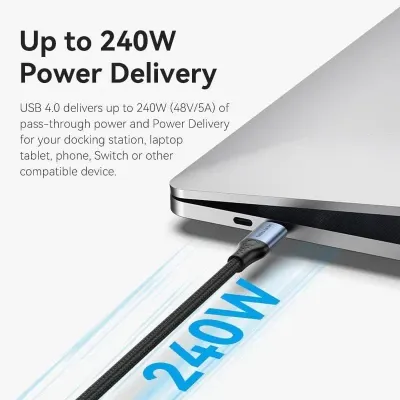 Vention TAVHF Cable USB-C 4.0 a USB-C Macho 1m Gris Vention TAVHF Cable USB-C 4.0 a USB-C Macho 1m Gris