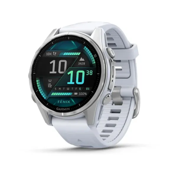 Garmin Fenix 8 AMOLED 43mm Reloj Smartwatch Plateado con Correa de Silicona Blanca