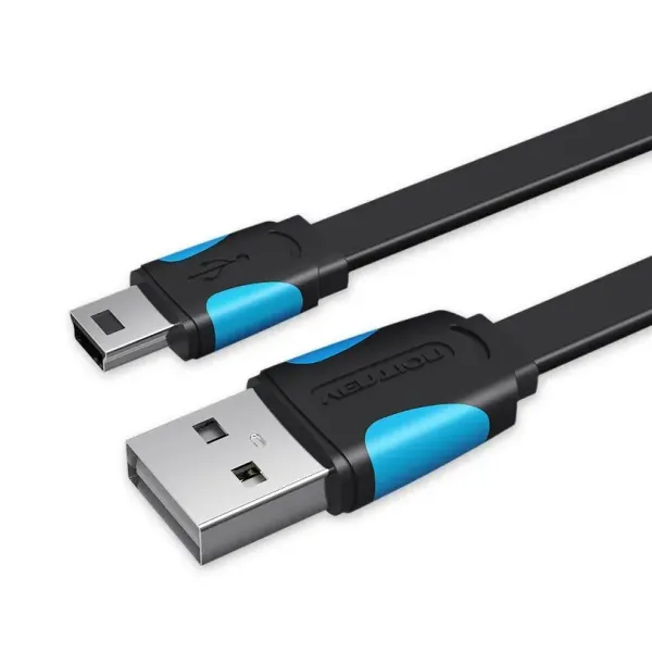 Cable USB 2.0 Vention VAS-A14-B050/ Mini USB Macho - USB Macho/ Hasta 10W/ 480Mbps/ 50cm/ Azul y Negro