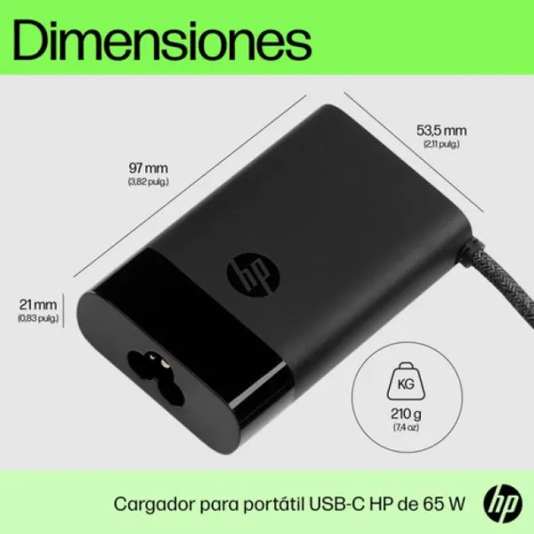 HP 671R2AA Cargador USB-C 65W para Portátil 