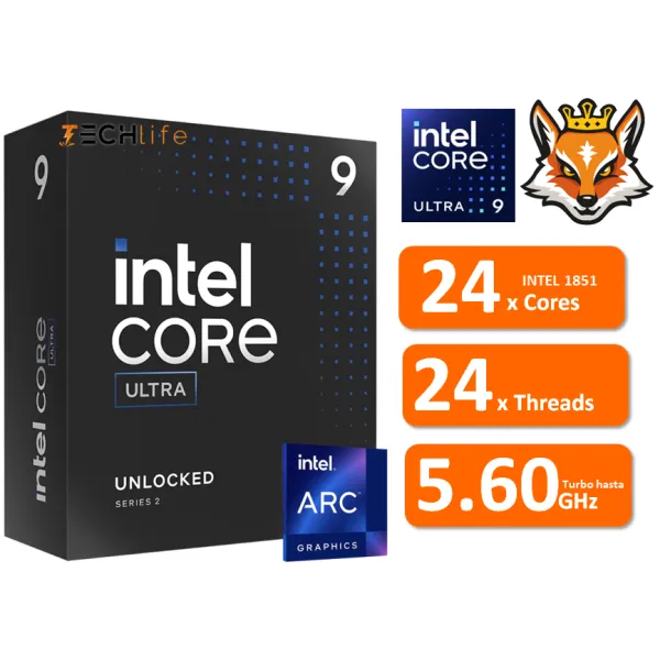 Intel Core Ultra 9 285 con IA de 24x Cores 2.5/5.6GHz Gráficos Intel