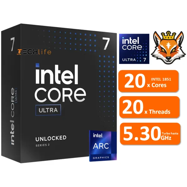 Intel Core Ultra 7 265 con IA de 20x Cores 2.4/5.3GHz Gráficos Intel