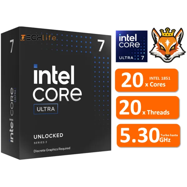 Intel Core Ultra 7 265F con IA de 20x Cores 2.4/5.3GHz
