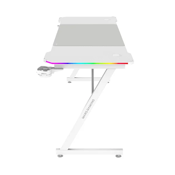 Mars Gaming MGD-X160RGB, Mesa Gaming Ergonómica, Iluminación ARGB con Mando, Fibra de Carbono, Alfombrilla XXL, Soporte Auricula