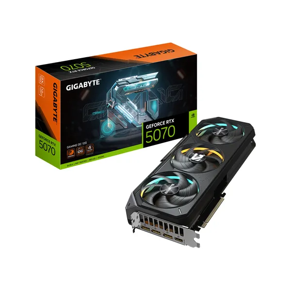 GIGABYTE GeForce RTX 5070 GAMING OC 12G Tarjeta Gráfica - 12GB GDDR7, 192 bits, PCI-E 5.0, 2625 MHz Core Clock, 3 x DP 2.1a, 1 x