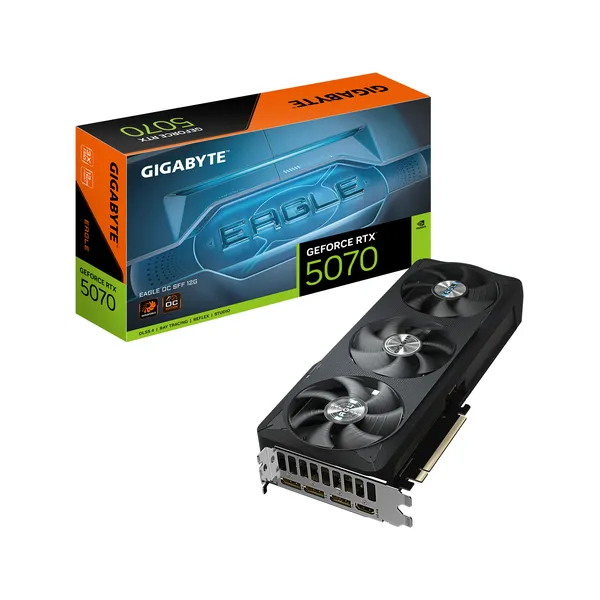 GIGABYTE GeForce RTX 5070 EAGLE OC SFF 12G Tarjeta Gráfica - 12GB GDDR7, 192 bits, PCI-E 5.0, 2587 MHz Core Clock, 3 x DP 2.1a, 