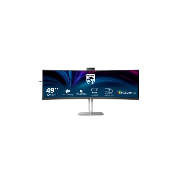Philips 49B2U6903CH Monitor curvo DQHD de 49" Thunderbolt 4, USB-C, cámara web emergente, panel de 120 Hz