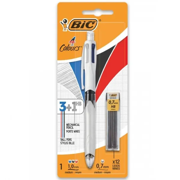BIC 942103 bolígrafo Negro, Azul, Rojo, Plata Bolígrafo multifunción Medio 1 pieza(s)