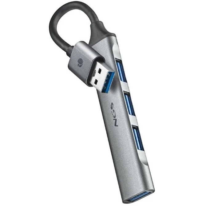 Ngs hub 4 puertos usb: 1 x usb 3.2, 3 x usb 2.0