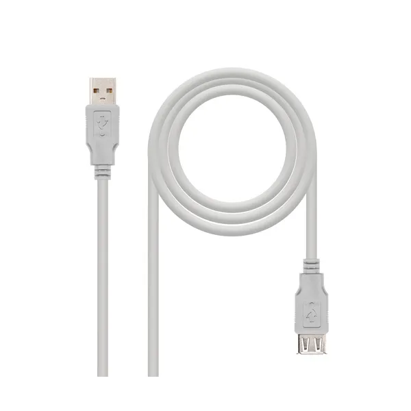 Nanocable Cable Prolongador USB 2.0 Tipo A Macho/Hembra 1m Beige