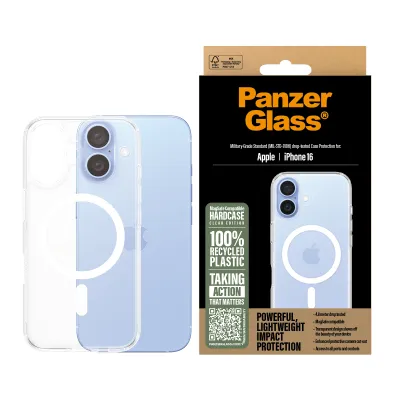 PanzerGlass Funda para iPhone 16 transparente con MagSafe y PanzerGlass Funda para iPhone 16 transparente con MagSafe y
